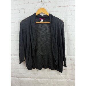 Demanding by Say What? Knit Cardigan Womens Size Medium Black Open Front Sweater